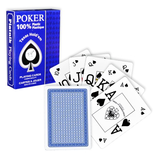 Carti de joc poker Texas Hold'em, profesionale, Piatnik (Austria), 100% plastic, index mare + peek index, culoare spate albastru Carti de joc poker Texas Hold'em, profesionale, Piatnik (Austria), 100% plastic, index mare + peek index, culoare spate albastru